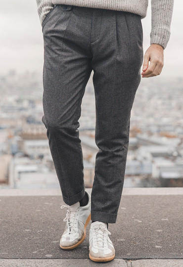 Pantalon à pinces en tissu italien à micro-motifs - BonneGueule