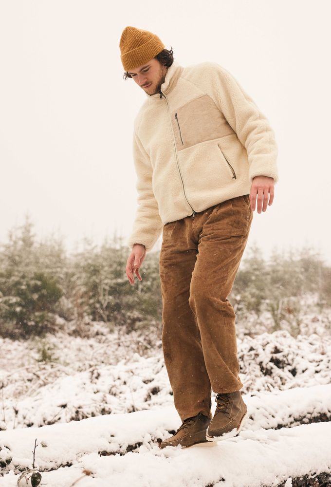 Pantalon coupe droite à double pince blanc neige en lin