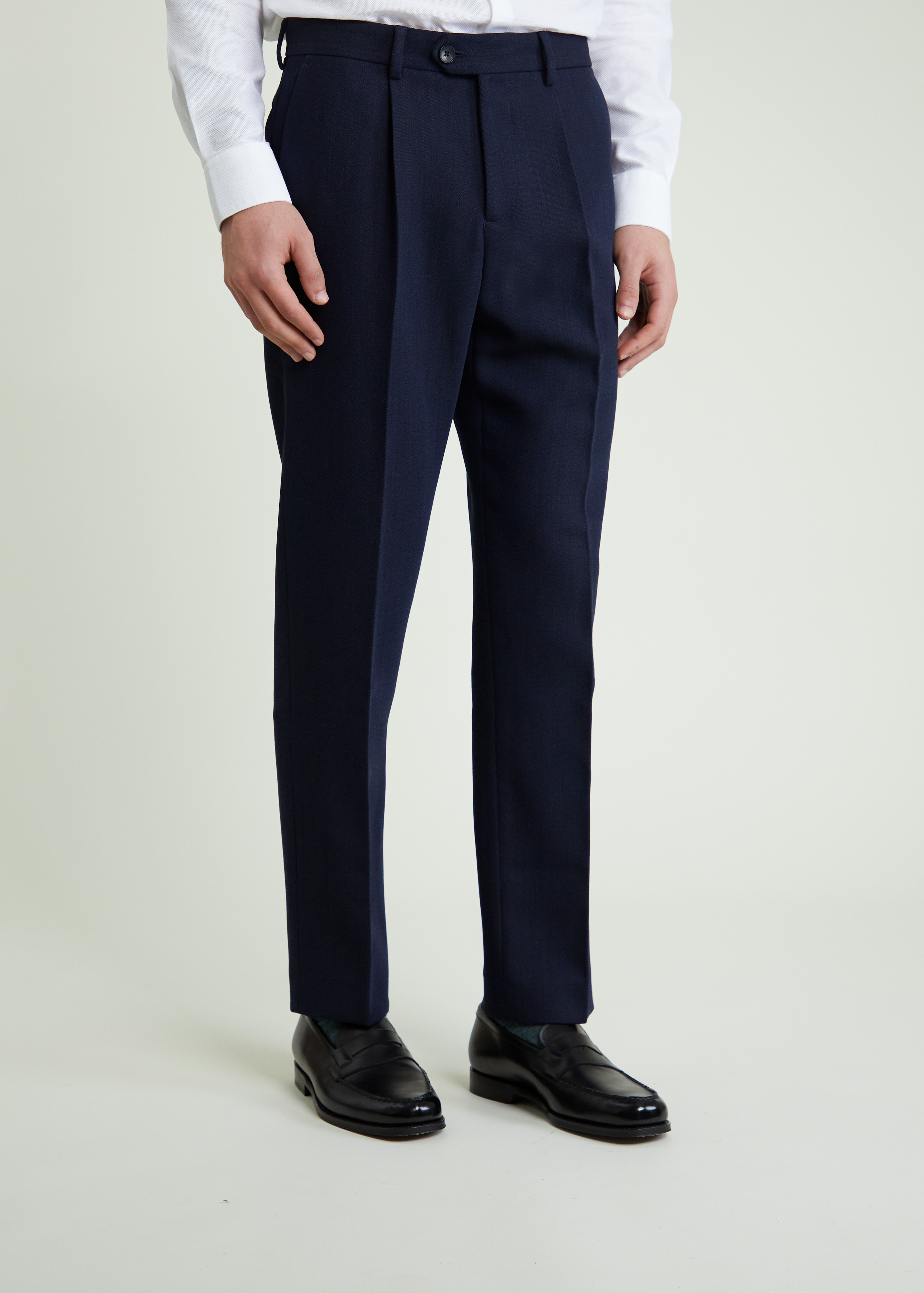 Pantalon de costume Bellagio bleu marine à texture "grain de poudre"